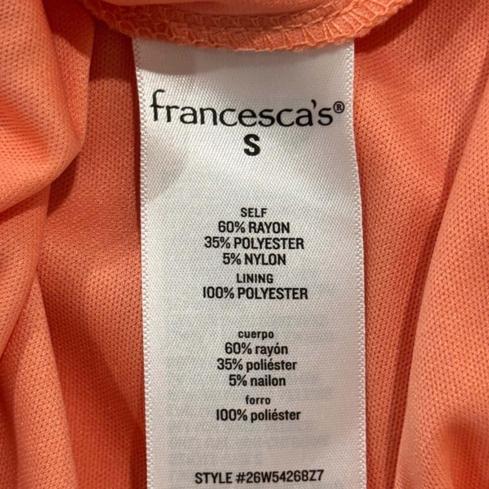 NWT Francesa's Mi Ami sleeveless, peach-colored mini dress Size Small - Picture 4 of 5